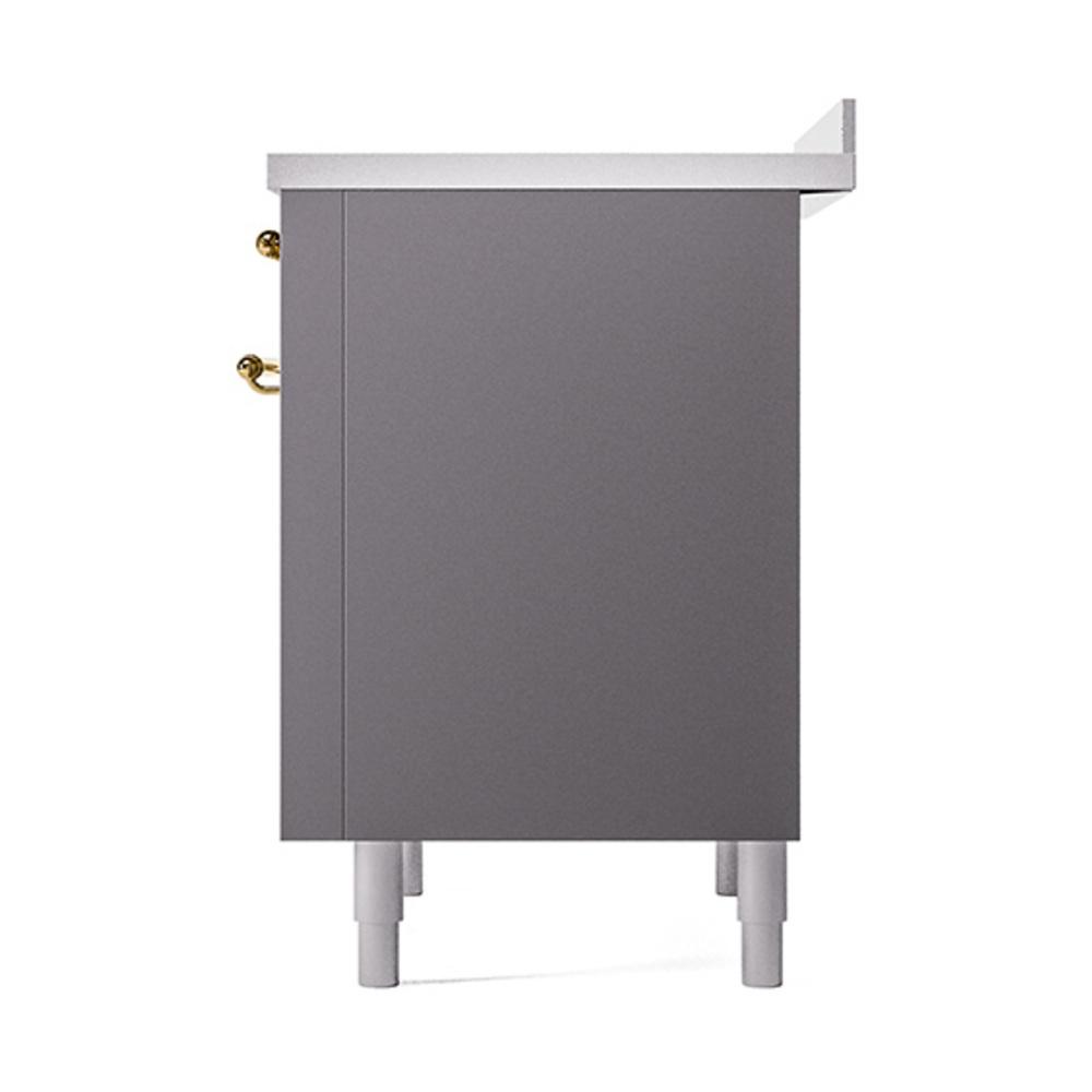 ILVE UNI366QNMPMGG Nostalgie II Noblesse 36 inch Induction Range (Solid Door, Graphite Matte, Brass)