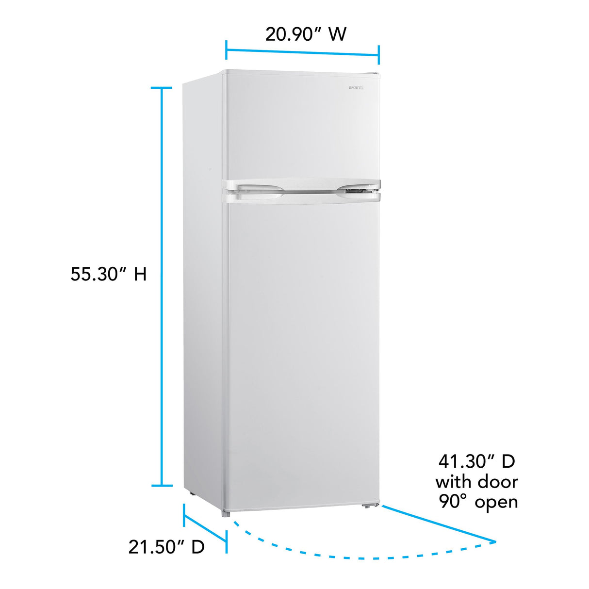 Avanti 7.5 cu. ft. Apartment Size Refrigerator, Top Freezer, Adjustable Glass Shelves, ENERGY STAR®, in White (RA7501BW)