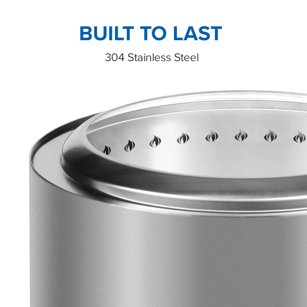 Timberwolf Smokeless Fire Pit 22-inch, Stainless Steel , Wood, Stainless Steel