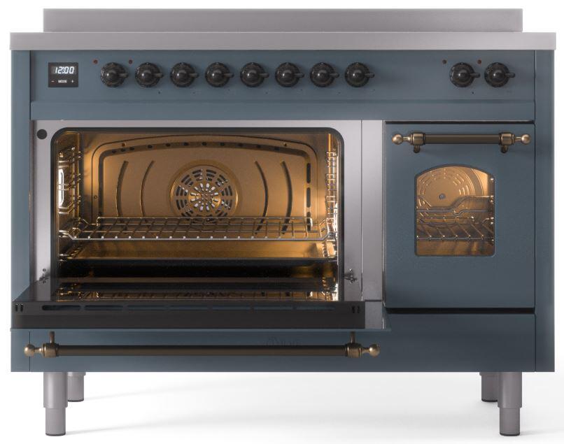 Nostalgie II 48 Inch Electric Freestanding Range in Blue Grey with Bronze Trim
