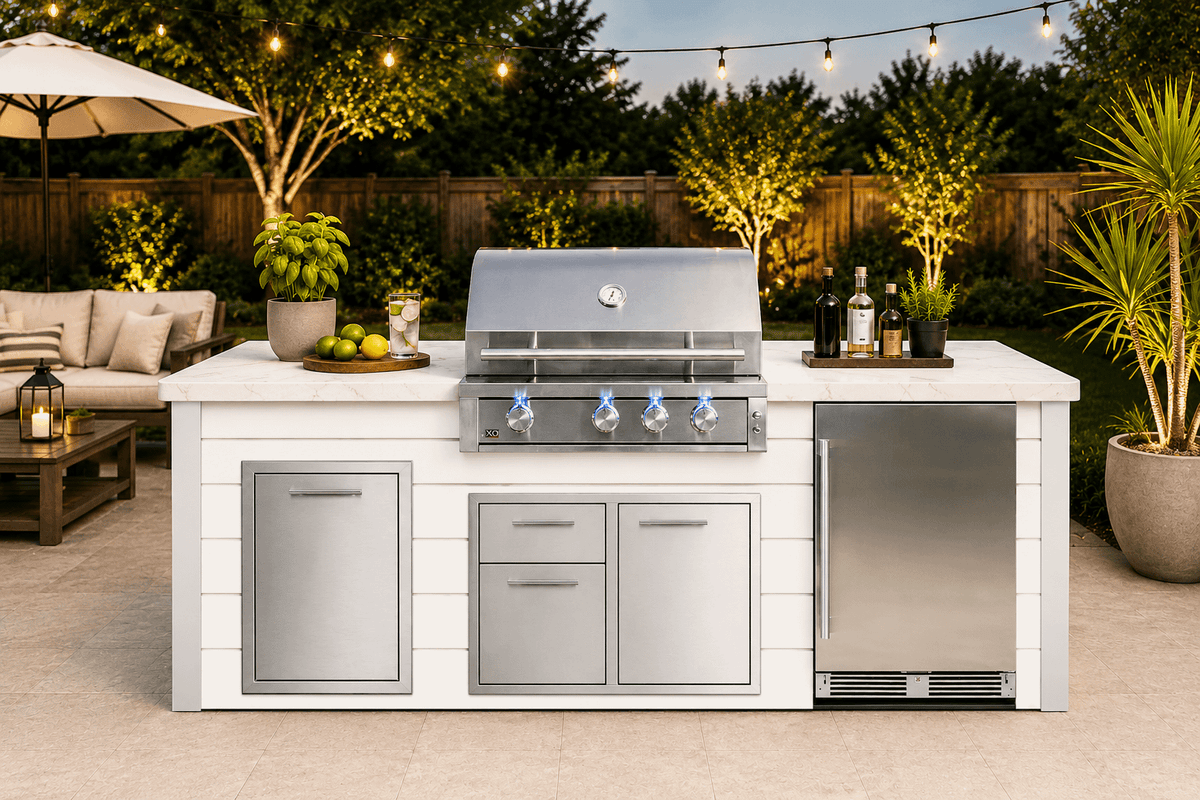 32in XLT Grill White Outdoor Kitchen Island