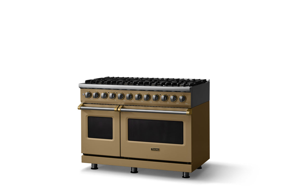 48"W. Dual Fuel Range (Burner: 8b, Finish: Golden Hour, Trim: Brushed Brass, Fuel: Propane)