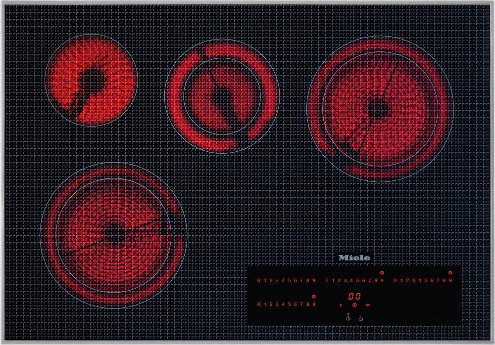 KM 5840 240V Stainless steel - 30-inch electric cooktop, operated with its own controls with direct selection plus including timer for maximum user convenience.