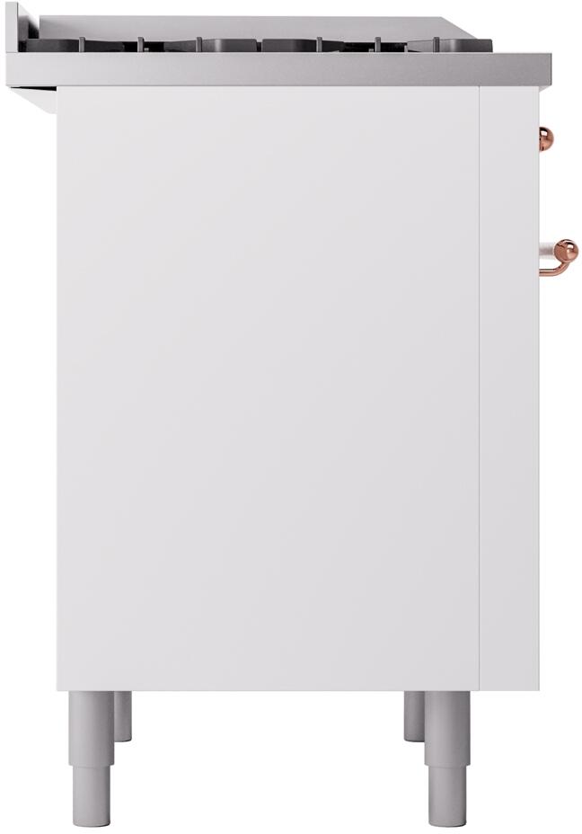 Nostalgie II 36 Inch Dual Fuel Natural Gas Freestanding Range in White with Copper Trim