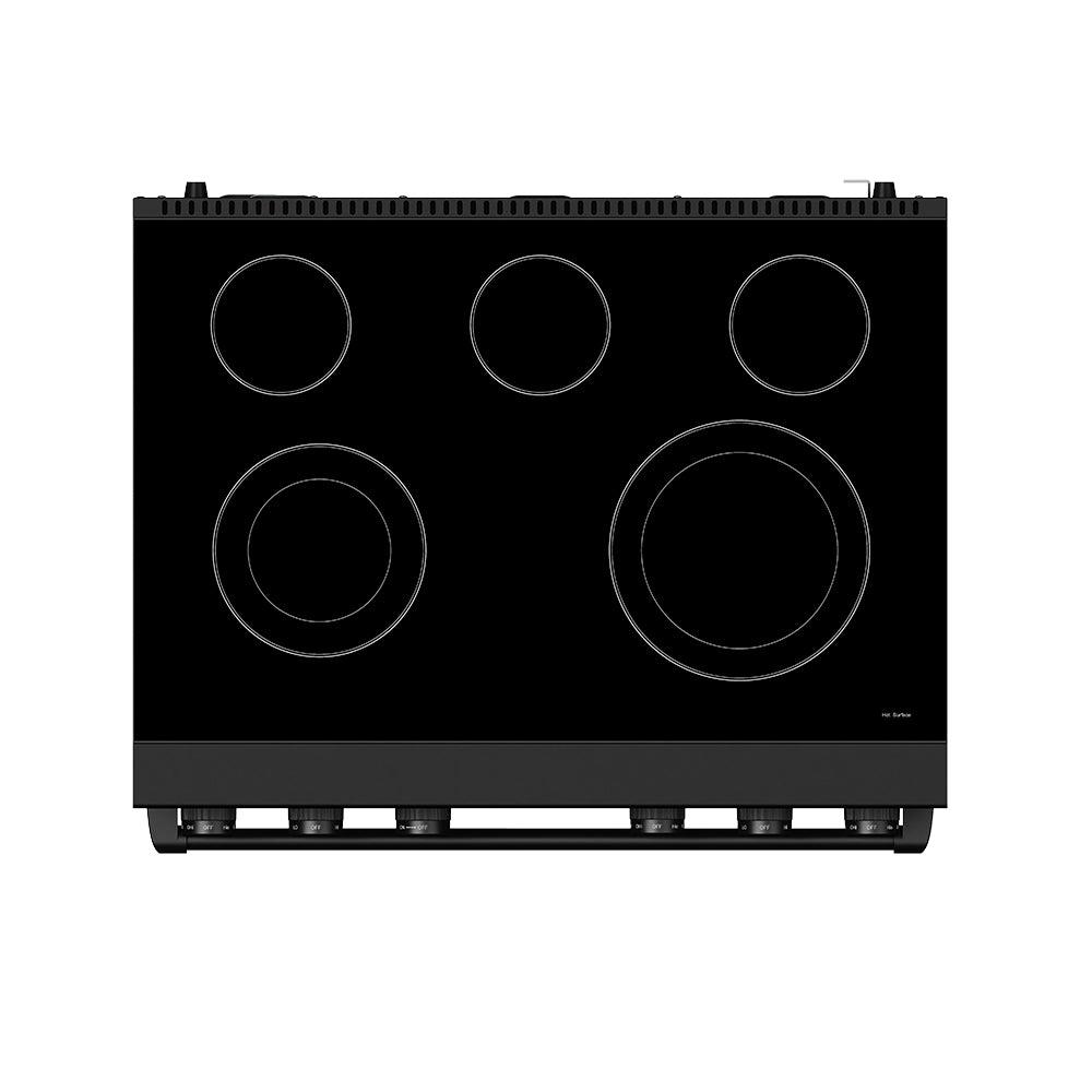 36 Inch Electric Range In Black - Contemporary Professional