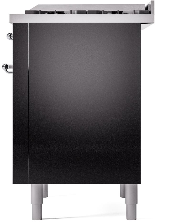 Nostalgie II 36 Inch Dual Fuel Natural Gas Freestanding Range in Glossy Black with Chrome Trim