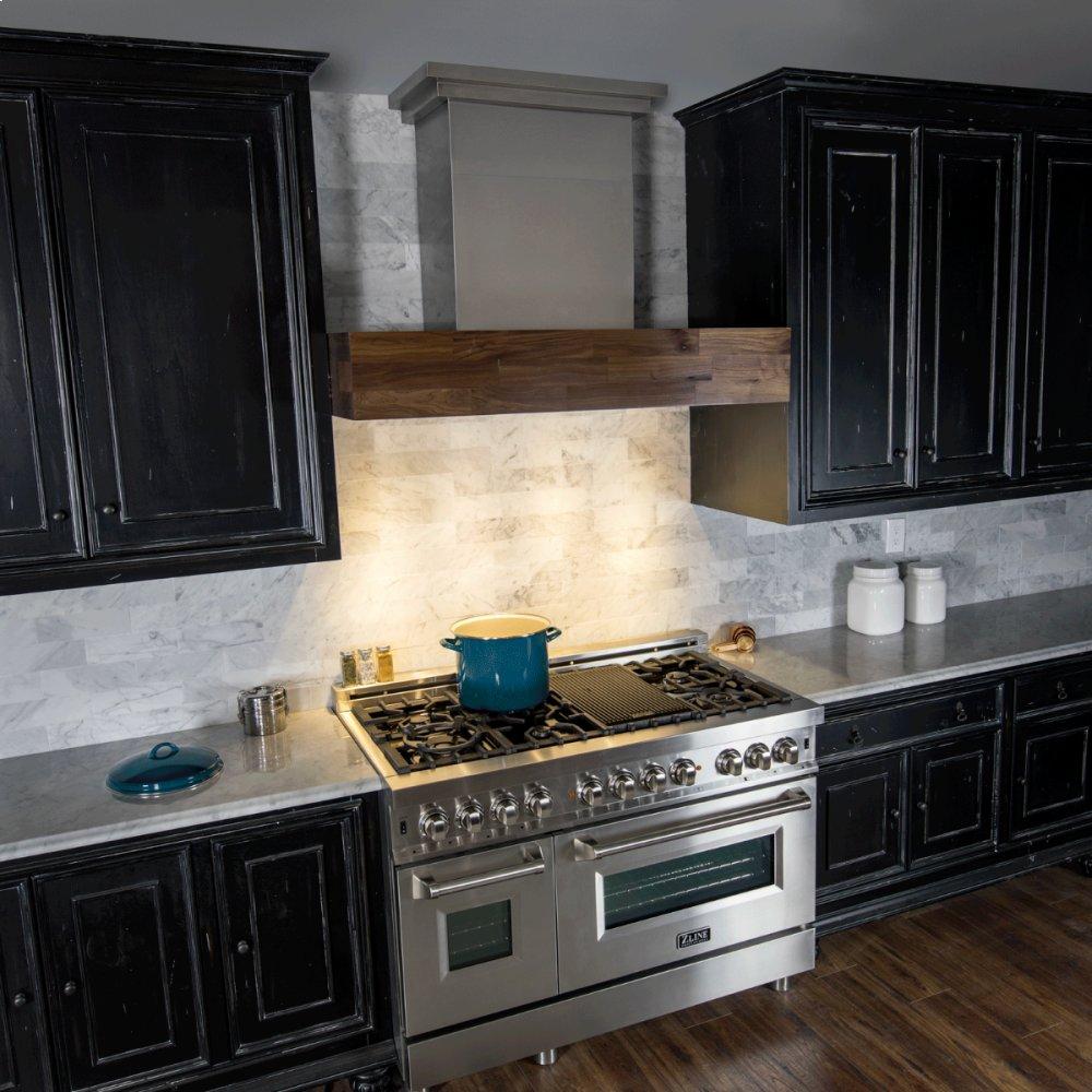 ZLINE 42 in. 1200 CFM Designer Series Wooden Wall Mount Range Hood in Butcher Block (681W-42)