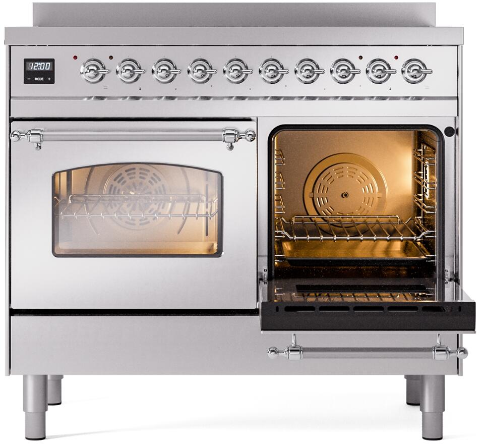 Nostalgie II 40 Inch Electric Freestanding Range in Stainless Steel with Chrome Trim