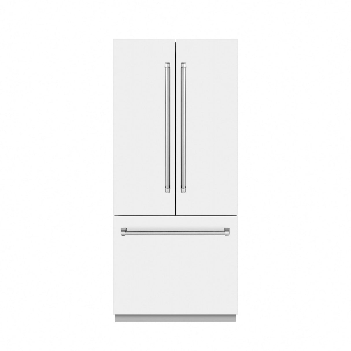 ZLINE 36 in. 19.6 cu. ft. French Door Built-In Bottom Freezer Refrigerator with Water Dispenser and Ice Maker in White Matte with Graphite Gray Interior (GRBIV-WM-36)
