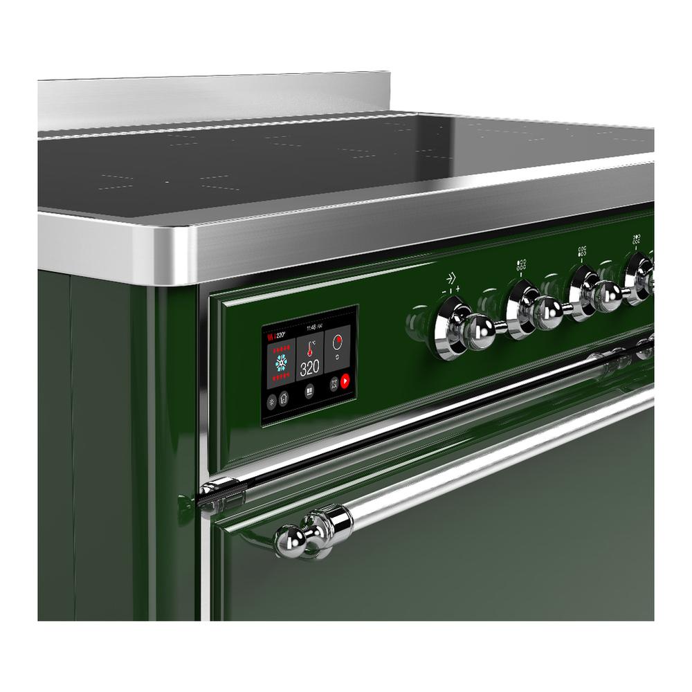 ILVE UMIB48QNR3EGC Majestic III 48 inch Induction Range with 6 Elements, 5.02 cu. ft. Total Oven Capacity (Solid Door, Emerald Green, Chrome)