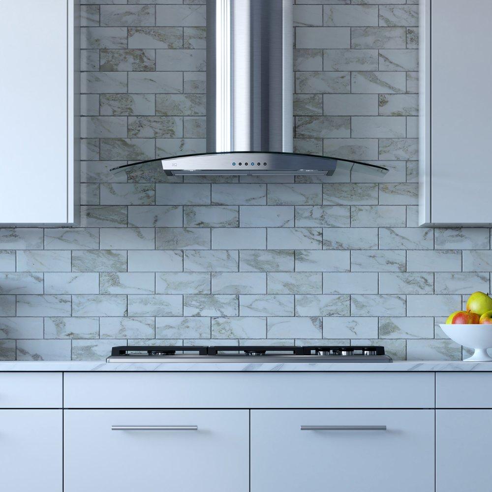 600 CFM 30" Arching Glass And Stainless Italian Made Wall Mount Hood