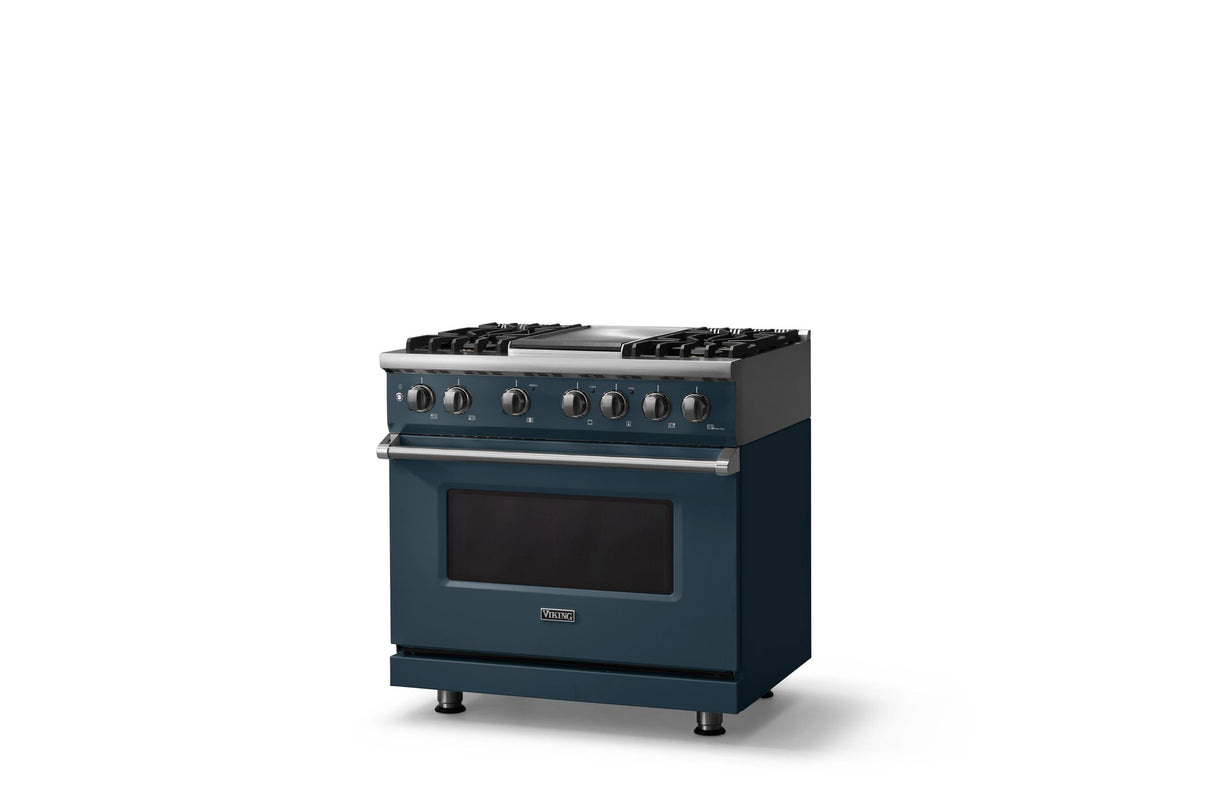 36"W. Dual Fuel Range (Burner: 4g, Finish: Squall, Trim: Polished Chrome, Fuel: Natural Gas)