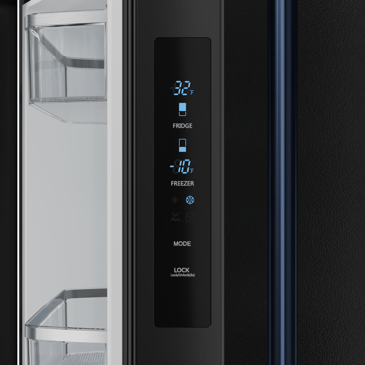 30 Inch 17.5 Cu Ft French Door Counter Depth Refrigerator With Ice Maker In Black/navy Blue Gordon Ramsay Series