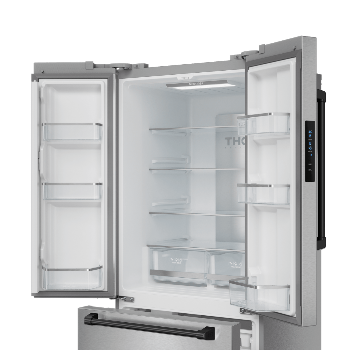 30 Inch 17.5 Cu Ft French Door Counter Depth Refrigerator With Ice Maker In Stainless Steel/black Gordon Ramsay Series