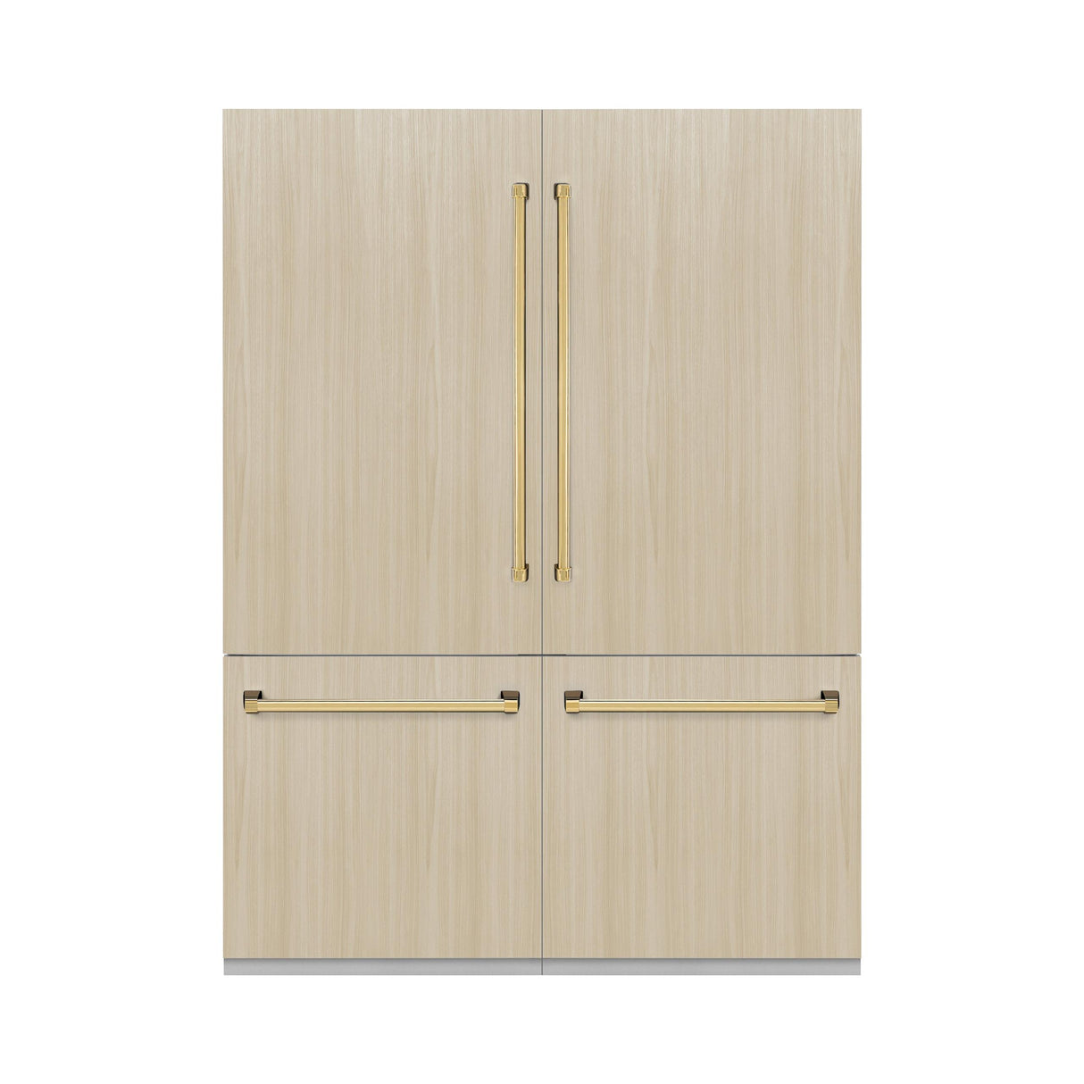 ZLINE Autograph Edition 60 in. 32.2 cu. ft. Panel Ready French Door Built-In Bottom Freezer Refrigerator with Water Dispenser and Ice Maker with Graphite Gray Interior and Polished Gold Accents (GRBIVZ-60-G)