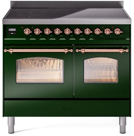 Nostalgie II 40 Inch Electric Freestanding Range in Emerald Green with Copper Trim