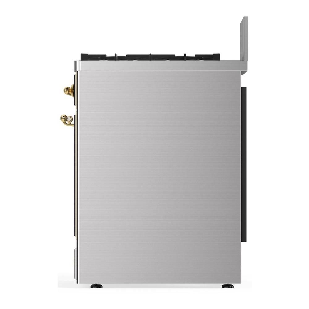 ILVE UM30QNR3SSG Majestic III 30 inch Dual Fuel Range with 5 Black Brass Burners, Dual Function Burner up to 25,000 BTU (Natural Gas, Solid Door, Stainless Steel, Brass)