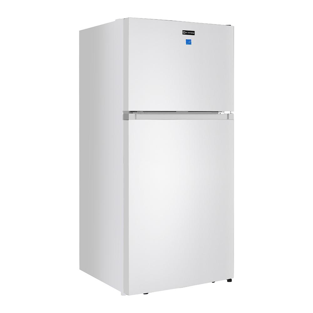 Verona VEFTF3018RWH 30 inch Top Freezer Refrigerator with 18.1 cu. ft. Total Capacity, LED Lighting, Reversible Doors, Gallon Door Storage, Recessed Handle, Energy Star (White)