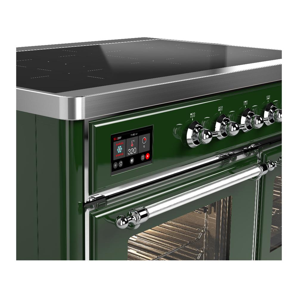 ILVE UMDIB40NR3EGC Majestic III 40 inch Induction Range with 6 Elements, 3.82 cu. ft. Total Oven Capacity (Triple Glass Door, Emerald Green, Chrome)