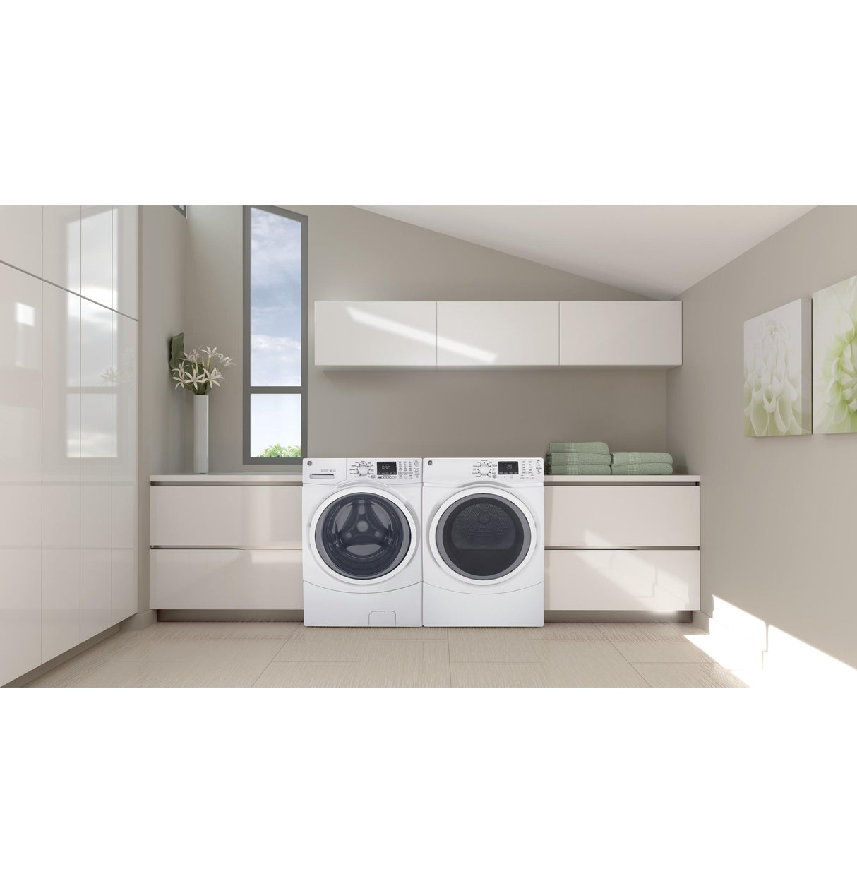 GE® 7.5 cu. ft. Capacity Front Load Electric Dryer with Steam