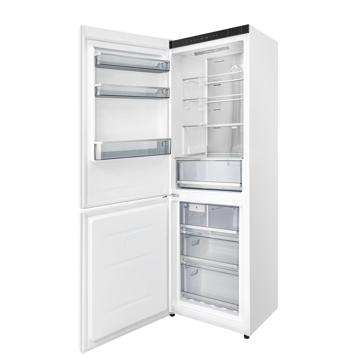 Custodia 24" Bottom Freezer, 10.3 cf., Left Swing, Ice Maker, Total No frost, White, Antique Brass handles