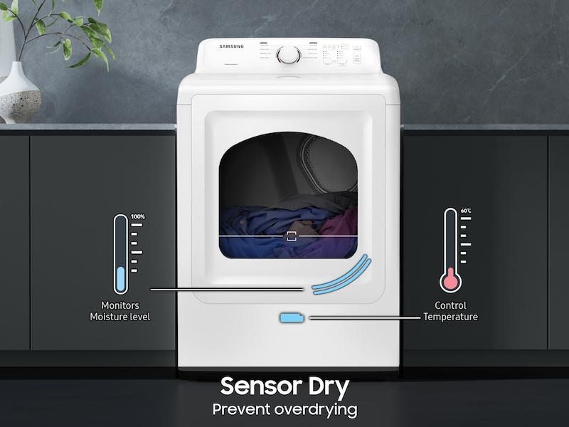 7.2 cu. ft. Electric Dryer with Sensor Dry and 8 Drying Cycles in White