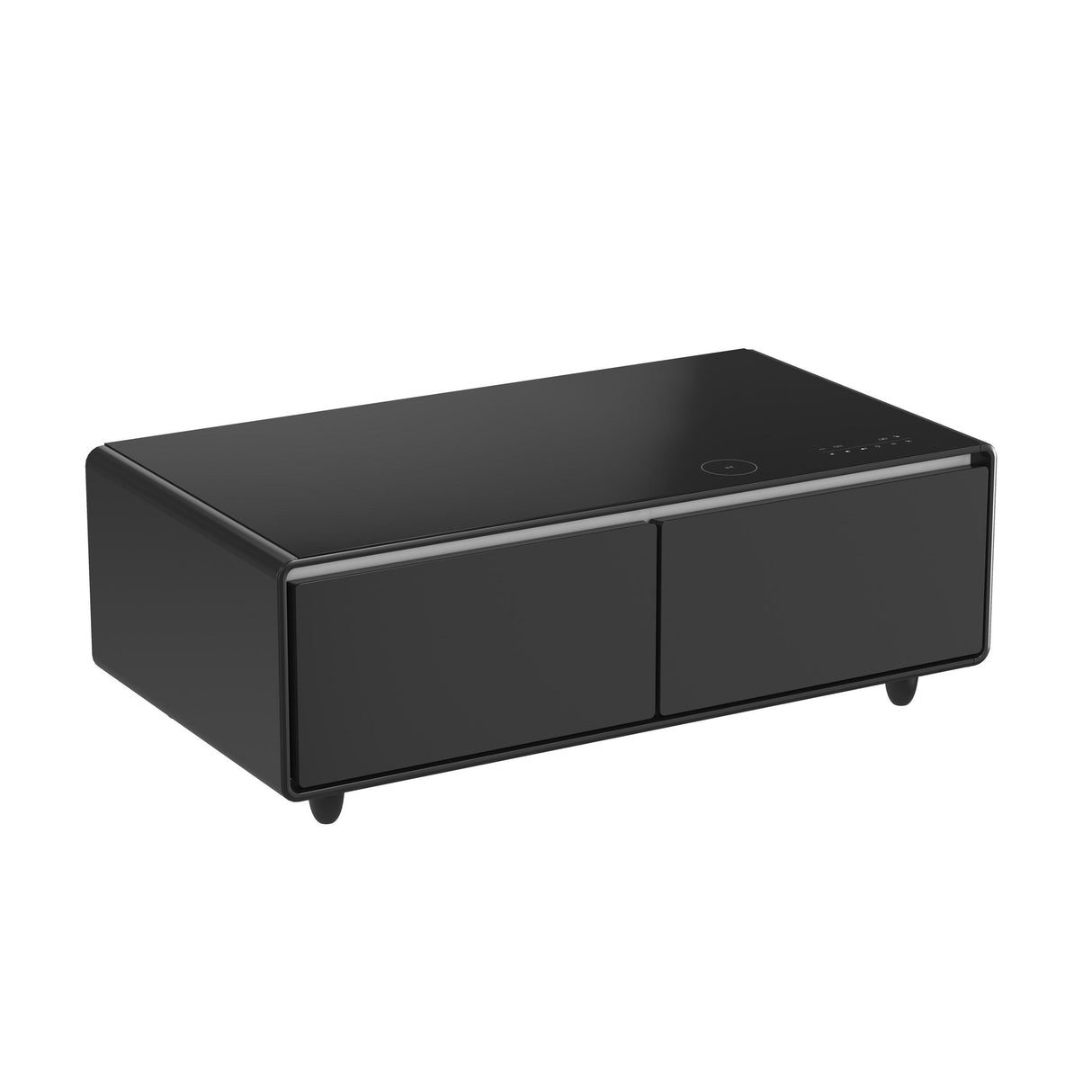 Forno Evoluto Tavolo 51-Inch Black Smart Coffee Table - Dual Refrigerator Drawers, Bluetooth 5.0 Audio, Wireless Charging & RGB Ambient Light