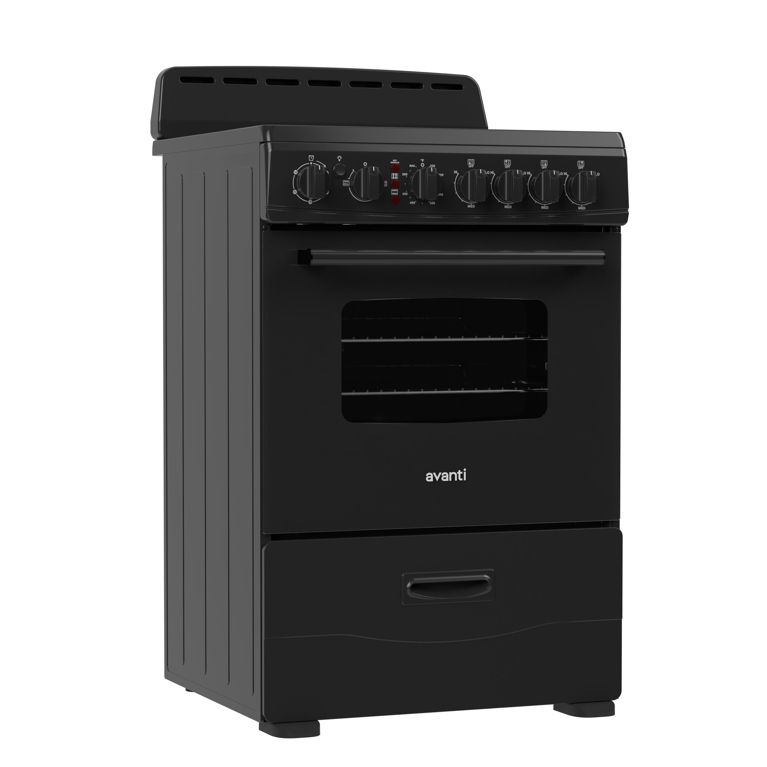 Avanti 24-Inch Freestanding Electric Range with Ceramic Glass Cooktop, in Black (CERU240P1B)