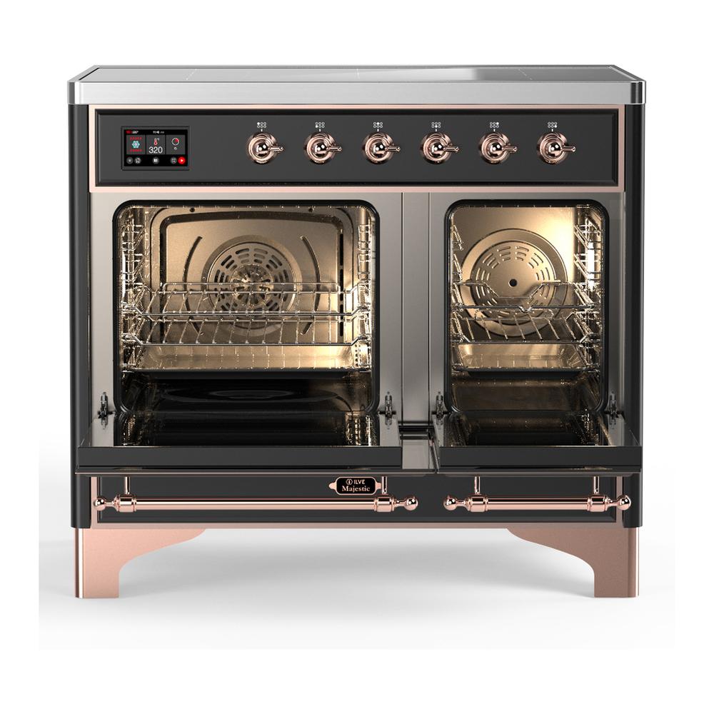 ILVE UMDIB40NR3MGP Majestic III 40 inch Induction Range with 6 Elements, 3.82 cu. ft. Total Oven Capacity (Triple Glass Door, Graphite Matte, Copper)