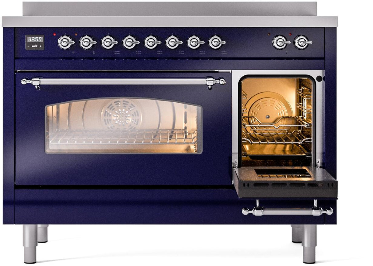 Nostalgie II 48 Inch Electric Freestanding Range in Blue with Chrome Trim