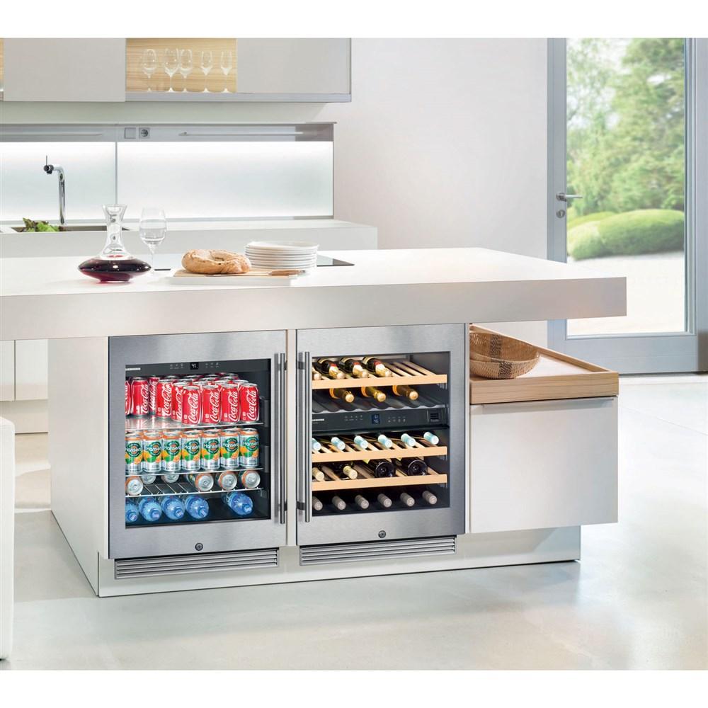 Undercounter Wine Cabinet, 24", Lock, 2 Zone, Reversible Door