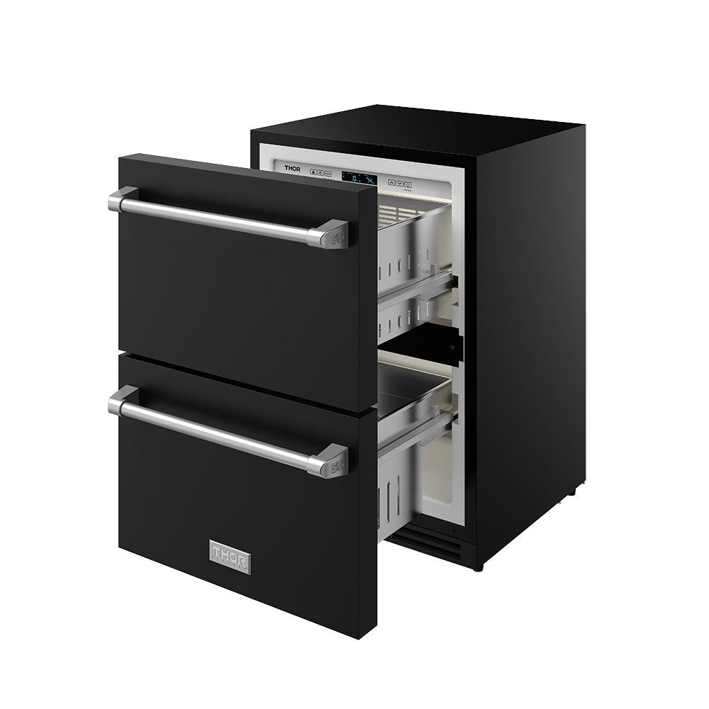24 Inch Undercounter Built-in / Freestanding Drawer Freezer - Black/stainless Steel Gordon Ramsay Series
