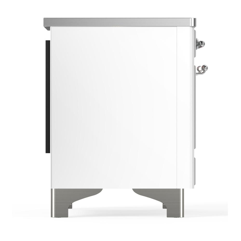 ILVE UMDIB40QNR3WHC Majestic III 40 inch Induction Range with 6 Elements, 3.82 cu. ft. Total Oven Capacity (Solid Door, White, Chrome)