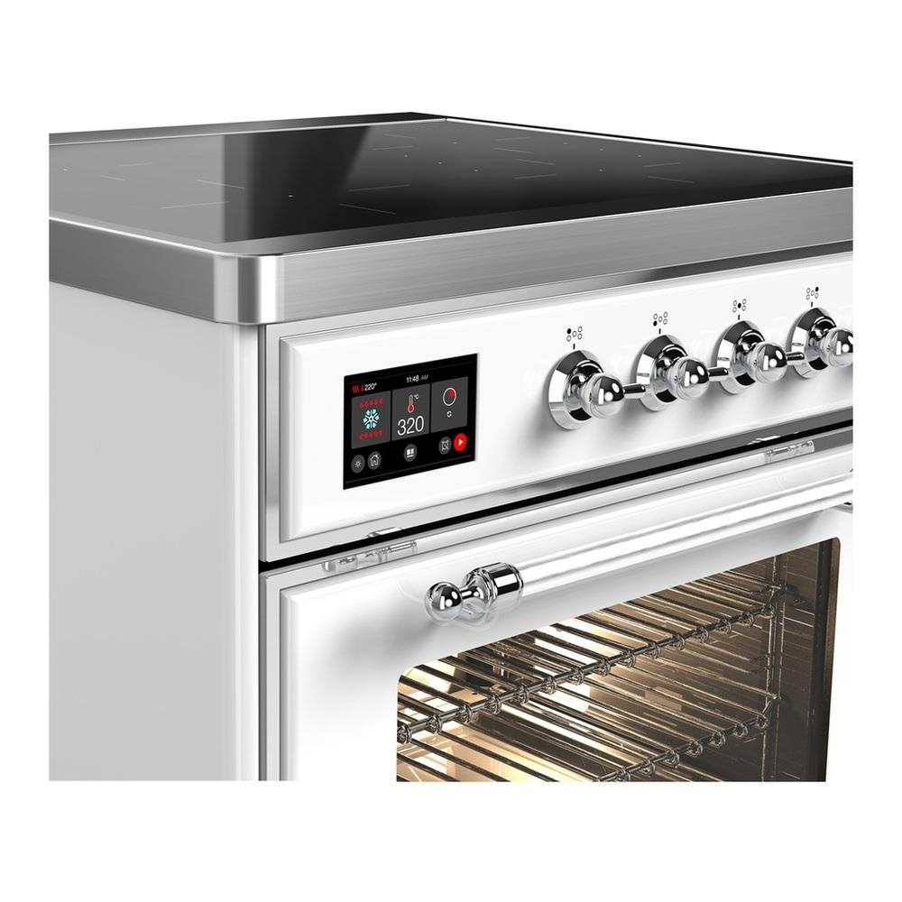 ILVE UMIB30NR3WHC Majestic III 30 inch Induction Range with 4 Elements, 4 cu. ft. Oven Capacity (Triple Glass Door, White, Chrome)