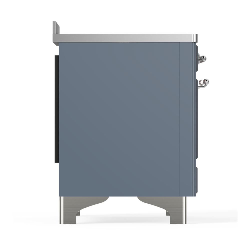 ILVE UMIB48NR3BGC Majestic III 48 inch Induction Range with 6 Elements, 5.02 cu. ft. Total Oven Capacity (Triple Glass Door, Blue Grey, Chrome)