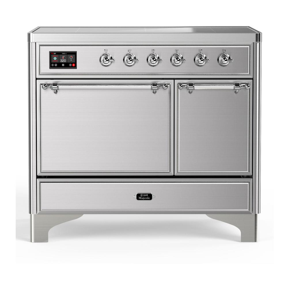 ILVE UMDIB40QNR3SSC Majestic III 40 inch Induction Range with 6 Elements, 3.82 cu. ft. Total Oven Capacity (Solid Door, Stainless Steel, Chrome)
