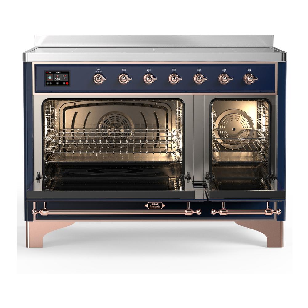 ILVE UMIB48NR3MBP Majestic III 48 inch Induction Range with 6 Elements, 5.02 cu. ft. Total Oven Capacity (Triple Glass Door, Midnight Blue, Copper)
