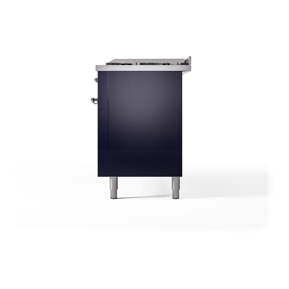 ILVE UN60FQNMPMBC Nostalgie II Noblesse 60 inch Dual Fuel Range (9 Sealed Burners + Griddle, Natural Gas, Solid Door, Midnight Blue, Chrome)