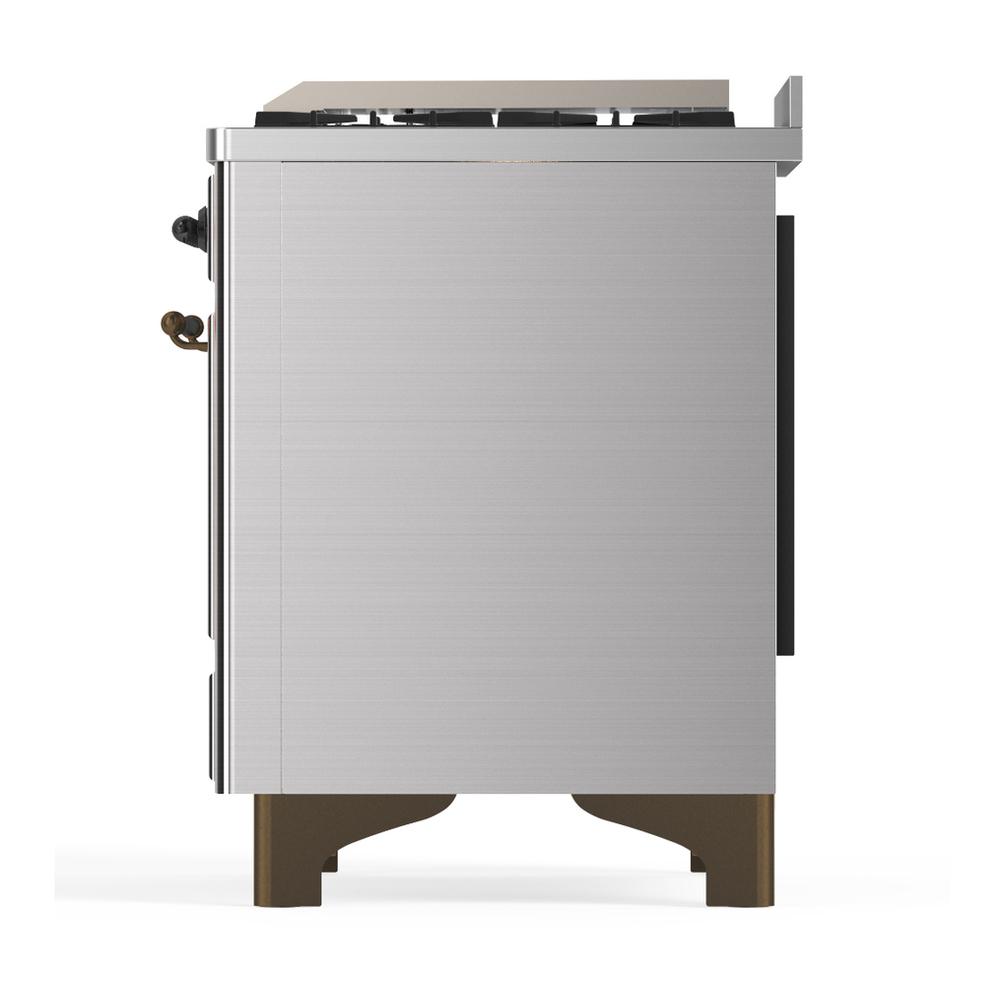 ILVE UMD40FNR3SSBLP Majestic III 40 inch Dual Fuel Range with 6 Burners and Griddle, Dual Function Burner up to 25,000 BTU (Liquid Propane, Triple Glass Door, Stainless Steel, Burnished)