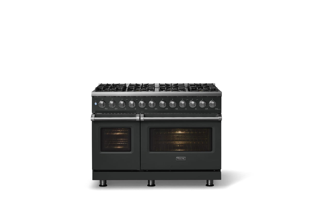 48"W. Dual Fuel Range (Burner: 8b, Finish: Antique Bronze, Trim: Polished Chrome, Fuel: Natural Gas)