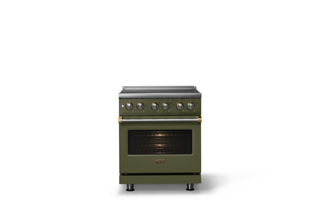 30"W. Electric Range (Finish: Martini, Trim: Brushed Brass)