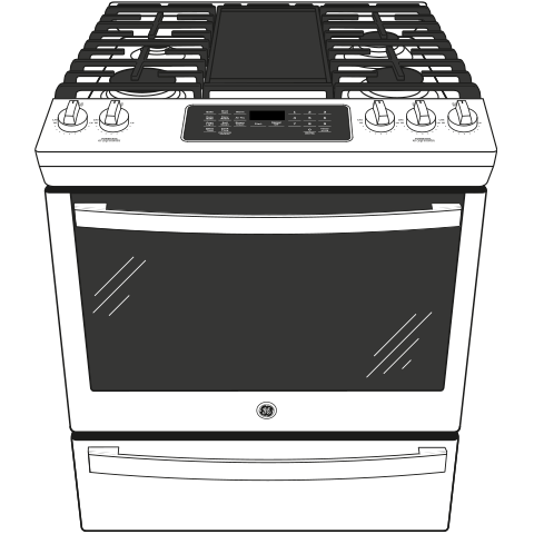GE® 30" Slide-In Front-Control Convection Gas Range with No Preheat Air Fry