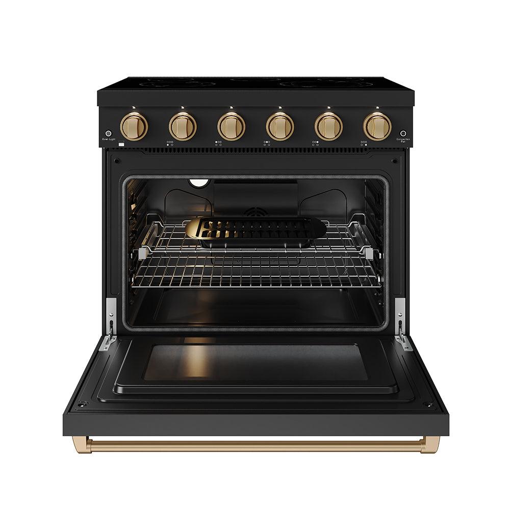 36 Inch Professional Electric Range In Black/bronze Gordon Ramsay Series