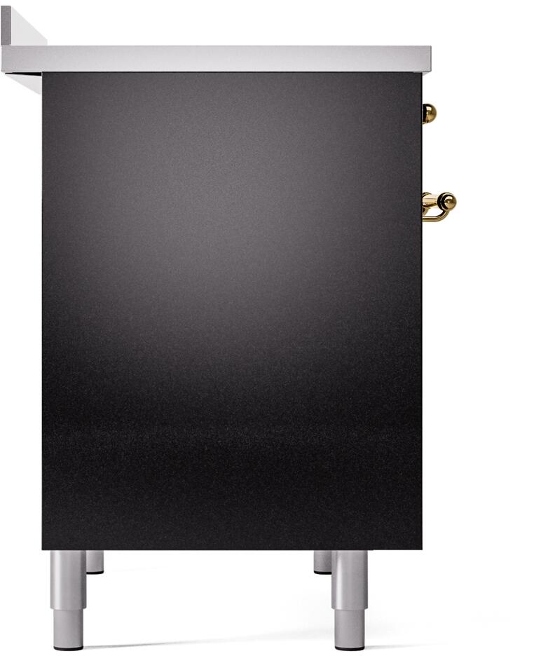 Nostalgie II 40 Inch Electric Freestanding Range in Glossy Black with Brass Trim