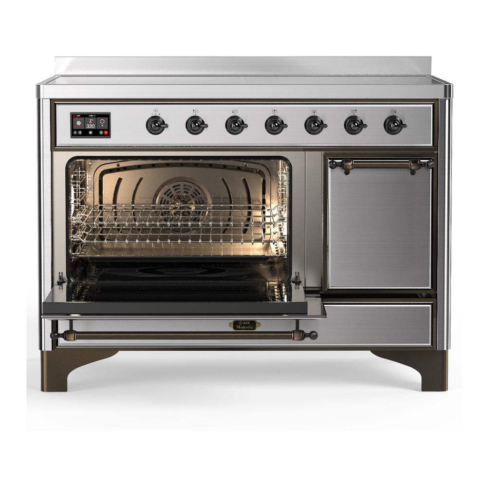 ILVE UMIB48QNR3SSB Majestic III 48 inch Induction Range with 6 Elements, 5.02 cu. ft. Total Oven Capacity (Solid Door, Stainless Steel, Burnished)