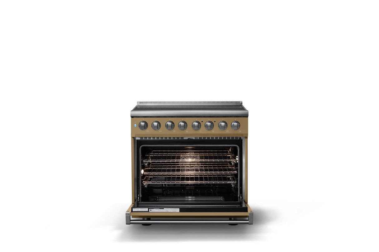 36"W. Induction Range (Finish: Golden Hour, Trim: Polished Chrome)