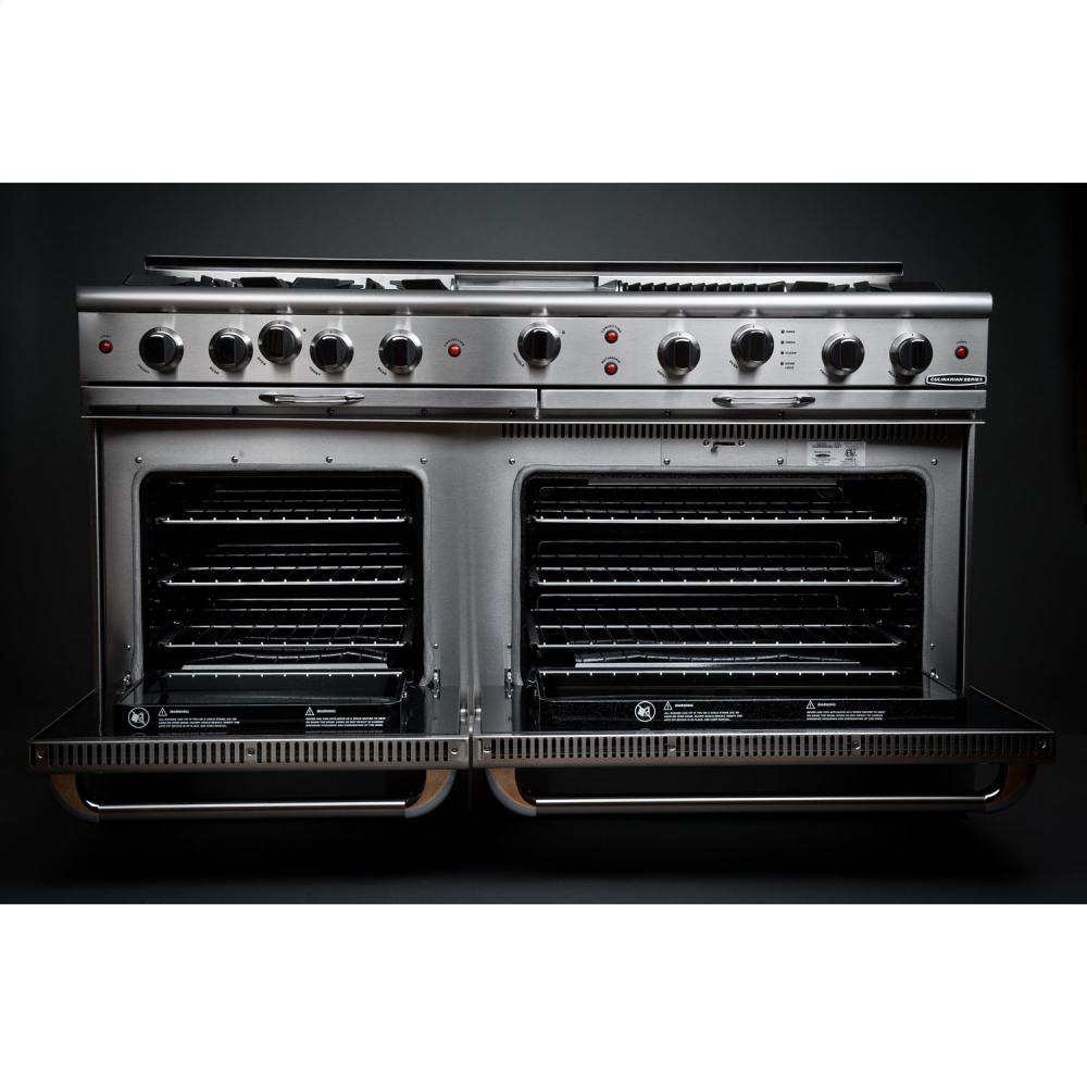 60" Gas Self Clean w/ Rotisserie, 6 Open Burners, 24" Thermo-Griddle