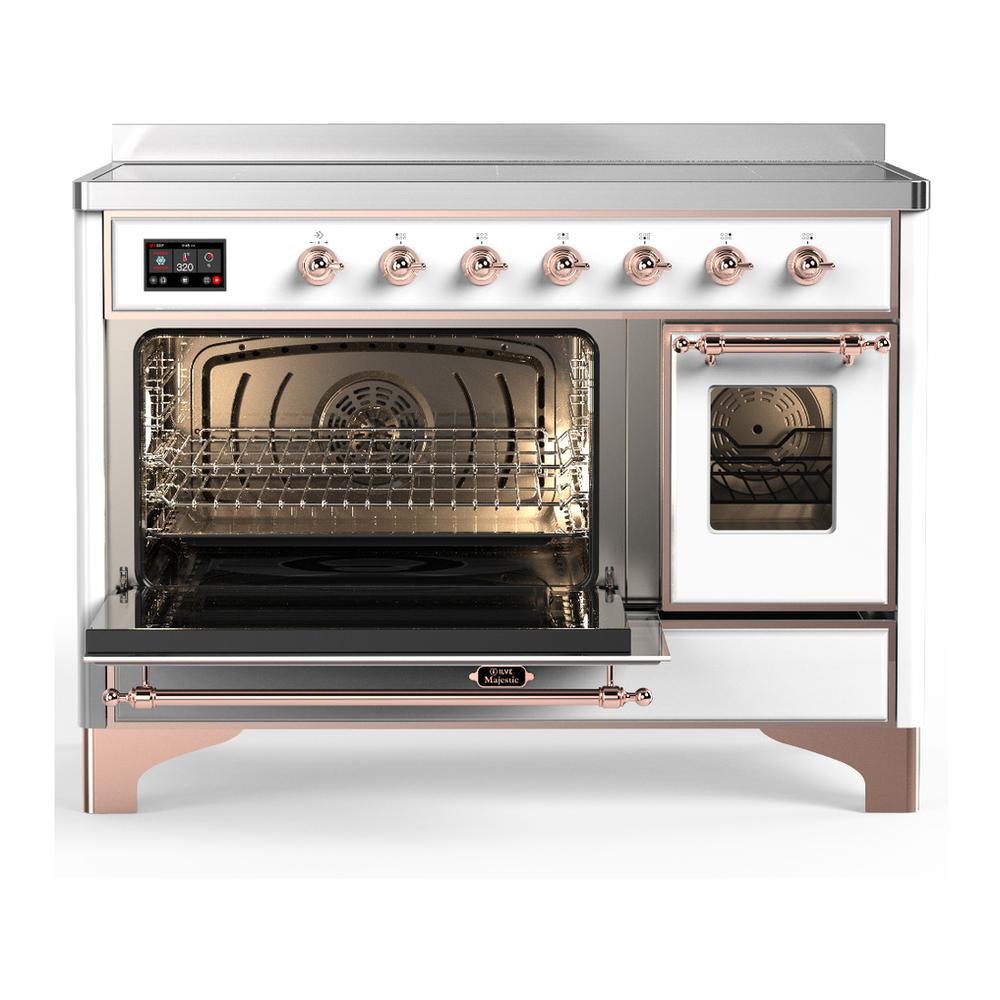 ILVE UMIB48NR3WHP Majestic III 48 inch Induction Range with 6 Elements, 5.02 cu. ft. Total Oven Capacity (Triple Glass Door, White, Copper)