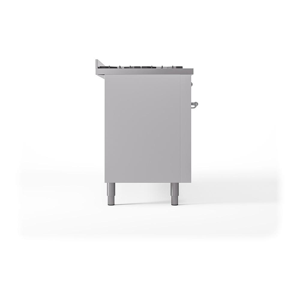 ILVE UN60FQNMPWHCLP Nostalgie II Noblesse 60 inch Dual Fuel Range (9 Sealed Burners + Griddle, Liquid Propane, Solid Door, White, Chrome)