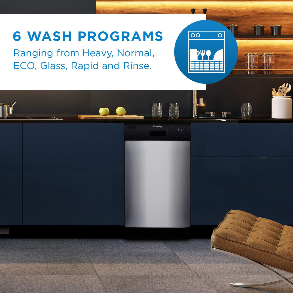 Danby 18" Wide Built-in Dishwasher in Stainless Steel